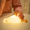 Nattlampor söt anka ljus USB laddningsbar LED liggande platt silikon klappbrytare sovrum sovrummet sömnlampa gåva