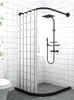 Shower Curtains 2022 Classic Black L Shaped Curved Curtain Rod 304 Stainless Bathroom Poles Punch-Free Suction Cups Accessories