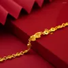 Bracelets 18K Real Gold Bracelet Retro Copper Coin ed Plated For Men & Women Wedding Jewelry Gifts267L