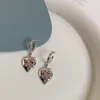 Boucles d'oreilles pendantes mode Simple mignon doux argent métal fruits fraise pendentif dames tendance rose strass bijoux