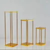 Party Decoration Wedding Artificial Flower Stand Gold-Plated Rectangle Home Outdoor Table Centerpiece Metal Fram Bakgrund 100 cm l￥ng