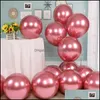 Décoration de fête 10/20/30pcs 12 pouces d'épaisseur métal perle ballons en latex chrome métallisé or rose couleurs Globos mariage Birt Bdebag Dhadr