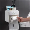 Tissue Boxes Napkins Wall Mounted Toilet Roll Holder Storage Box Paper Towel Dispenser With Shelf And Der For Bathroom Packing2010 Dhop6