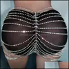 Andra smyckesuppsättningar Sexig metall kroppskedja Rhinestone Summer kjolar kvinnor smycken set glitter se genom paljetter mini s dhseller2010 dhqyh