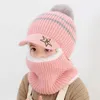 Шарфы обертывания шляп шарфы перчатки наборы вязаные шарф шарф шляпы с капюшоном и детская зима теплая защита ушной шапки для девочек мальчики 220921