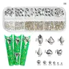 Nail Art Decorations 12 Girds 3D kleurrijke glanzende strassige strass AB flatback kristallen gemengde grootte glitter diamant manicure edelstenen