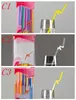 Renkli İçecek Pipetleri Yaratıcı Sanat Plastik Saman Tek seferlik bükülme Meyve suyu İçecekler Uzun Pipetler Manuel Diy Dokuma Üretim Mutfak Malzemeleri