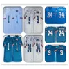 Wskt Hommes NCAA Oilers 9 Steve McNair Bleu Blanc Football Vintage 34 Earl Campbell 74 Bruce Matthews 1 Warren Moon Maillots Rétro Cousus Pas Cher