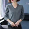 Women's Sweaters Casual Loose Plus Size 6XL Knitting Pullover Women Elegant V-neck Thin Sweater With Beading Korean Solid Color Knitted Tops