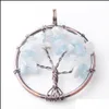 Pendant Necklaces Wojiaer Ancient Copper Tree Of Life Pendant Crystal Stone Chip Beads Wire Wrapped Bead Women Gifts Diy J Jewelshops Dh82R