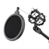 Multifunction Live Broadcast Gooseneck Cell Phone Holder Bracket Tripod with Microphone Stand Pop Filter and Selfie Ring Light