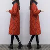 Casacos de trincheira feminina moda longa parka mulheres 2022 jaqueta de inverno solto algodão acolchoado de algodão colaboramento de casaco de parkas fêmea grossa quente