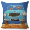 Oreiller coloré dessin animé conduite chien couverture décor belle Animal de compagnie taie d'oreiller Polyester étui pour canapé maison voiture 45x45cm