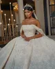 Luxurious Shiny Wedding Dress Custom Made Strapless Off the Shoulder Crystal Ball Gown Long Train Princess Bridal Dresses