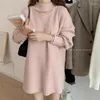 Chandails pour femmes 2022 Pullor long Sweater Robe d'automne d'hiver Solide col roul￩ ￠ col roul￩ tricot des dames l￢ches