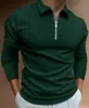 Herrpolos S-5XL Casual Autumn Long Sleeve Striped Polo Shirts Male Zip Tee Shirt Topps Street Golf Clothing Clothing för 220922