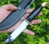 M6676 Outdoor Survival Straight Knife D2 Satin/Mirror Polish Tanto Blade Black Color wood with Brass Head Handle Fixed Blade Tactical Knives