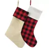 Flanela de algodão de Natal xadrez Plaid Buffalo Black Christmas Stocks Decor de Xmas Sublimação em branco Sabedas Santa 0922