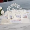 Tarjetas de felicitación 10 unids Corte láser Hueco Forma de corazón Invitaciones de boda Tarjeta Suministros para fiestas M6CE 220922