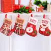 Dekoracja choinki pończochy świąteczny kominek wiszące włochatki worki na prezenty Wesołych Świąt Santa Snowman Bowknot Stockings Ornament TH0395