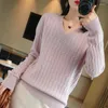 Kvinnors tröjor Autumn Winter Cable-Stick Sweater Women's Loose Large Size Top V-Neck Long Sleeve Pullover