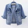 Vestes Femmes 2022 Été Femmes Denim Veste Bleu Couleur Casual Manteau Court Femme Jeans Vêtements D'extérieur Casaco Jaqueta Feminina