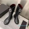 2022 Stövlar märke C Rain Boots Tidiga hösten Knight Boots Tall Women