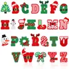 26 Pièces Patchs à Repasser de Noël Style Assorti Patch de Lettre Chenille de Dessin Animé de Noël de A à Z pour Vêtements Robe Sac à Dos Chapeau Bottes Décor DIY