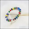 Braccialetti con ciondoli Gioielli di moda Colorf Evil Eye Bracciale Occhi azzurri Braccialetti con perline elastiche Consegna di goccia 2021 Dhseller2010 Dhseq