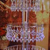 Fournitures de fête 5 niveaux Transparent cristal de mariage acrylique support de gâteau affichage support de Cupcake avec des brins de perles centres de Table