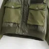 Damenjacken Frauen Militärgrün Moto Biker Bomber Pilotenjacke Abgeschnittenes Oberteil Langarm Weiblicher Mantel Oberbekleidung Chaquetas