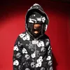 Herrhuvtröjor Sweatshirts Pullover Overdimensionerad dragkedja Fleece Heavyweight Full Face Zip Hoodie Halloween Skull Printing