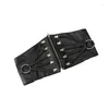 Riemen mode vrouwen brede pu elastische slank korset zwarte faux lederen jurk taille riem cummerbund gordel pin buckle dame