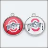 Charms oss NCAA Football University Team Ohio State Buckeyes Dangle Charm Diy Necklace Earrings Armband Bangles Buttons SP JEWSHOPS DHTNS