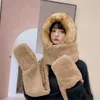 Bérets mode chaud fausse fourrure nouveauté femmes casquettes chapeau écharpe gants ensemble bonnets peluche