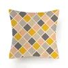 Almohada simple amarillo gris cubierta geométrica para sofá silla sofá cama decoración