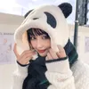 Berets Fashion Winter Panda Warm Plush Hat Scarf Gloves Set Women Caps Beanies