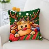 Kuddefodral Happy Year 2023 God juldekorationer för Home Santa Elk Sofa Ornament Cushion Cover 45x45cm