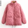女性Sプラスサイズのアウターコート服パーカス秋の冬の綿パッド入りジャケットEisure Stand Collar Coat 220922