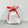 Sublimation Christmas Santa Sacks 소형 중간 큰 이중 레이어 크리스마스 캔버스 선물 가방 사탕 가방 재사용 Xmas 패키지 저장 용 개인화 가능