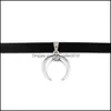 Colares de pingentes Novo design preto veet ribbon gargantilha gótica artesanal com charme moon pingente emo para mulheres cold dhseller2010 dhkx6