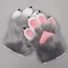 Feestvoorraden Plush Animal Gloves Unisex Soft Full Finger Glove Cartoon 3D Claw Mittens Halloween -kostuumaccessoires