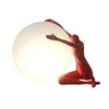 Table Lamps Resin Ball Moon Handcrafts LED Desk Lamp Bedroom Funny People Cool Standing Floor Light Living Room Home Decor