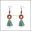 Dangle Chandelier Bohème Fringe Tassel Dangle Boucles D'oreilles Pour Les Femmes Ethnique Vert Jaune Couleur Drop Earing Géométrique Woo Dhseller2010 Dha38