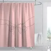 Cortinas de chuveiro Linha de arte simples branca fêmea para cozinha Acessórios para banheiros de poliéster à prova d'água Banho Cortina 220922