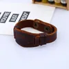 Montre en cuir véritable forme Bracelet manchette bouton Bracelet réglable Bracelet pour hommes femmes bijoux de mode