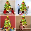 Christmas Decorations DIY Crafts LED Felt Tree Toys Door Wall Ornaments Fake Kids Toy Party Decoration For Home 220921