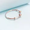 Womens Rose Gold Open Bangle Bracelet Real Sterling Silver Wedding designer Jewelry with Original retail Box For Pandora Charms Bracelets Set