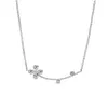 Funkelnde Kleeblatt-Anhänger-Halsketten, authentischer Sterlingsilber-Hochzeitsschmuck für Damen und Mädchen mit Originalverpackung für Pandora-CZ-Diamant-Halsketten-Set