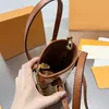 Floral Mini Seau Sac Designer Épaule Composite Sac Bandoulière Sacs À Main Femmes Sacs À Main Toile Cuir Femme Pochette Chaîne Petit Porte-Monnaie En Métal Doré Longue Sangle